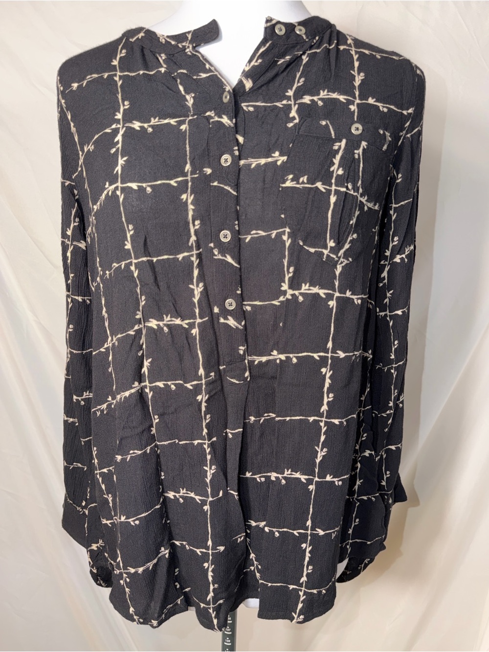 Free People Break My Stride button-down top Oversized, Boho, Gauzy, Windowpane